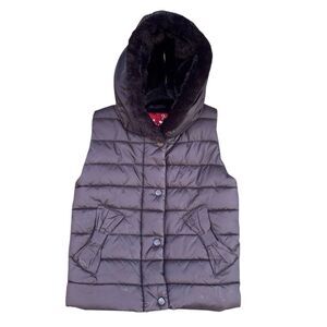 Grisino Black Puff Vest Hood Toddler Sz 2-3 Bow Side Pockets Full Zip Snap Lined